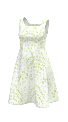 Molde de vestido midi feminino de alças largas, decote reto com recorte frente e costa, fechamento por zíper invisível na parte das costas.