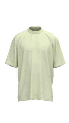 Molde de camiseta masculina over de manga curta com ribana na gola, viés para acabamento.