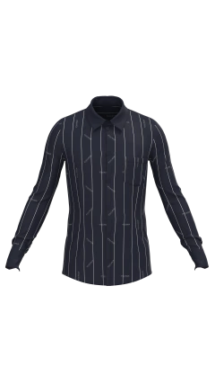 Molde de camisa masculina slim fechamento por botões na frente e punhos, recorte para pala nas costas, com entretela na gola, pé de gola e punhos, carcela para acabamento nos punhos, bolso no peito, gola clássica com colarinho. 