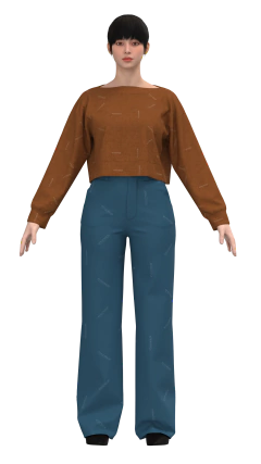 Molde de blusa decote canoa com revel, manga longa com punhos e barra inferior. Tecidos recomendados: tricô, ribana ou tecidos semelhantes.