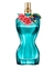 Frasco de perfume La Belle Paradise Jean Paul Gaultier, com design elegante em tom azul e detalhes florais.