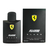 Frasco de perfume Ferrari Black Masculino Eau de Toilette 125ml com embalagem preta e logotipo da Ferrari