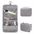 Necessaire portátil impermeável em poliéster, ideal para organizar higiene e cosméticos em viagens, com compartimentos transparentes e zíper.
