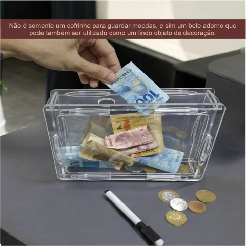 Cofre caixa Dinheiro Wood box Japones KAKEBO DESAFIO ACRILIC