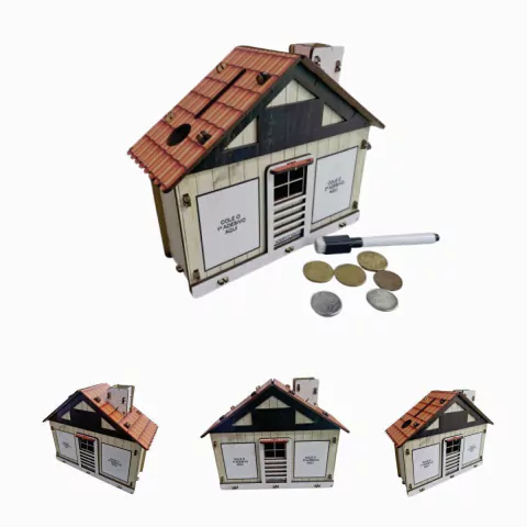 Cofre CASINHA BANCO Dinheiro Woodbox Japones KAKEBO DESAFIO A