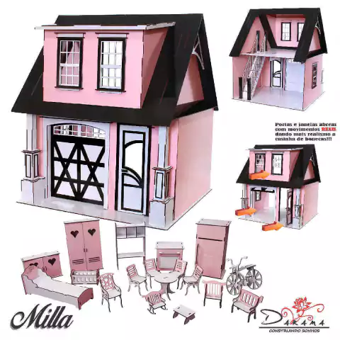 Kit Casa boneca escala Barbie garagem Milla PRINCE 18 MOV PP