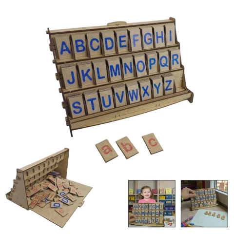 Brinquedos Educativos Alfabeto Móvel Degrau 130 Peças Mdf
