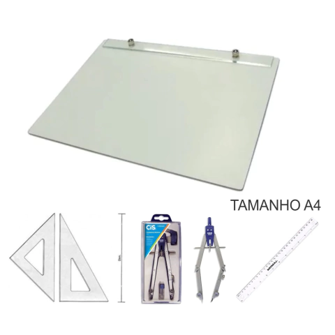 Kit Desenho Técnico a4 Formica Engenharia Arquitetura Par Esquadro 26 cm Compasso Cis 170 Regua 30