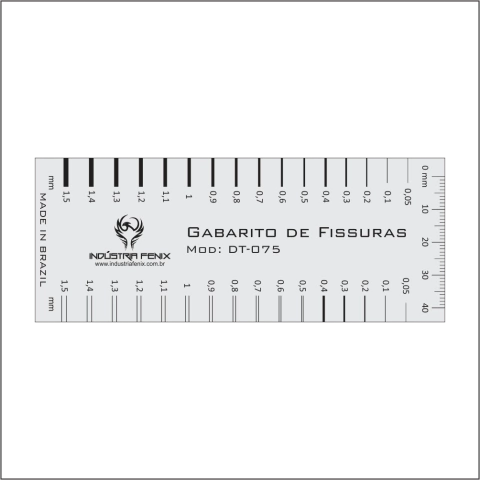 Fissurômetro Gabarito Régua Fissuras F 01 PVC Transp Fenix