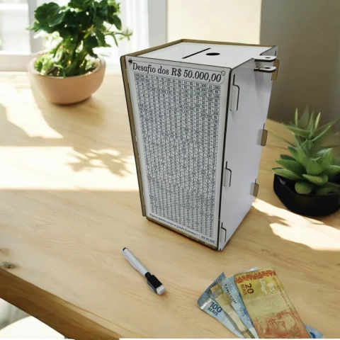 Cofre Guardar Dinheiro Woodbox Japones KAKEBO DESAFIO 50 MIL