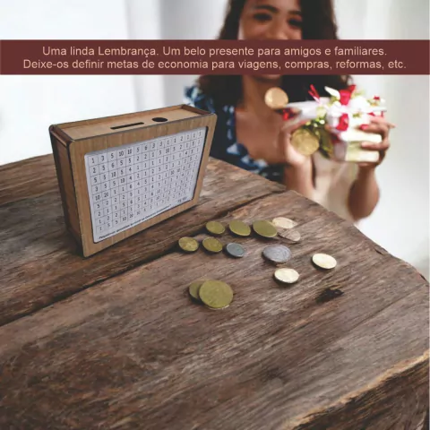 Cofre caixa Dinheiro Wood box Japones KAKEBO DESAFIO CLASSICO