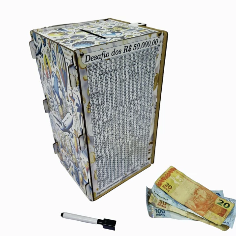 Cofre Desafio 50 MIL Guardar junte Dinheiro Woodbox TORRE TR