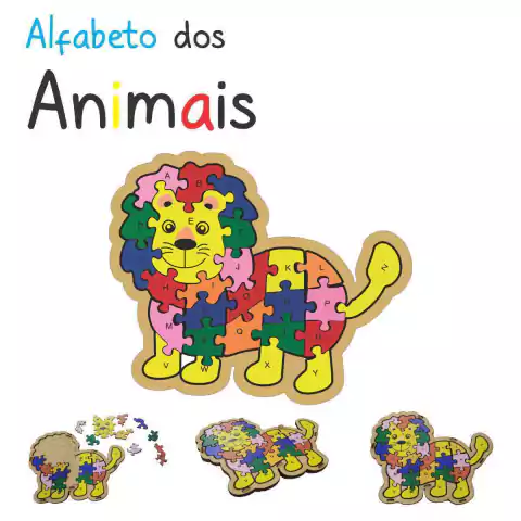 Briquedo educativo alfabeto quebra cabeca LEAO escolar