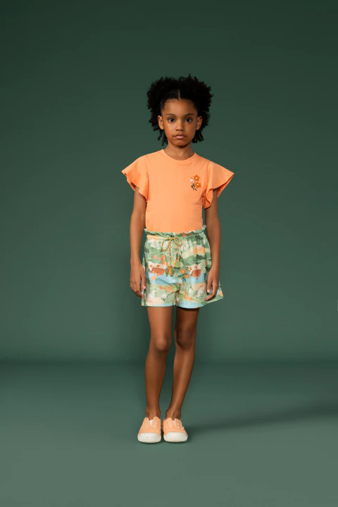 Conjunto Short Molecotton Estampado e Blusa Malha Bordado Bugbee - comprar online