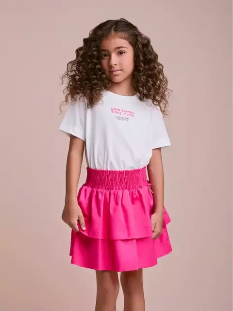 Conjunto Infantil com Saia de Babados Pink - comprar online