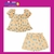 Conjunto Short e Bata Monocromático Estampa Grid com Flores