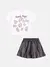 Conjunto Saia Courino e Blusa Crossant Momi