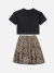 Conjunto Saia Estampa Onça e Bluca Strass Animê - Caramello Moda Infantil e Adolescente
