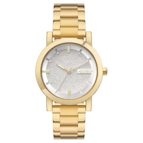 Relógio Euro Fem Glitz Gliter Dourado Brilho Eu2036yvx/4d Prateado - comprar online