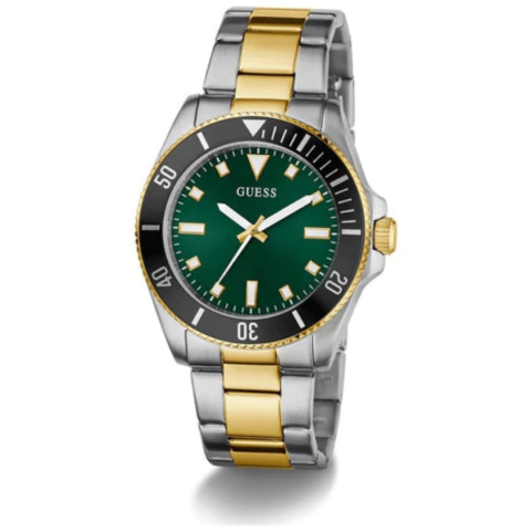 Relógio Guess Esportivo Verde Preto Dourado Gw0968g4 Masc Prateado Preto Verde - comprar online