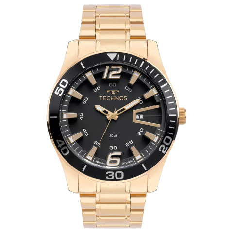 Relógio Technos Masculino Racer Dourado Cor Da Correia Dourado Preto 2115lajs/1p - comprar online