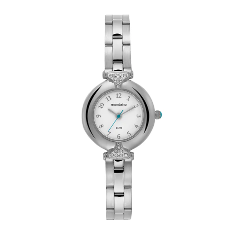 Relógio Mondaine 33022l0mvne2 Mini Joia - Números - Pequeno Prateado Azul Branco