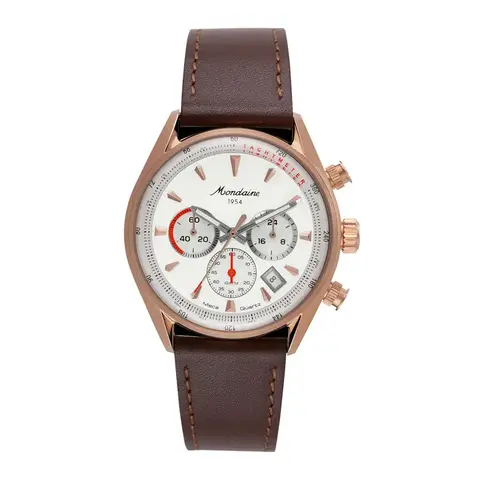 Relógio Mondaine M1 Cronógrafo Couromarrom 33055gpmvrc4 42mm Marrom Ouro Rosé Branco