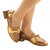Mocassim Couro Tela Bronze Salto Madeira - Di Carriel