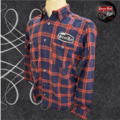 Camisa Xadrez - Marinho e Laranja
