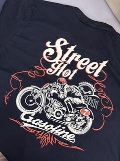 Camiseta Preta com laranja Motorbike M. Curta - Street Hot