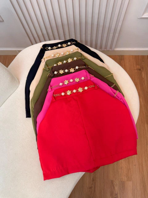 Short Saia com Cinto de Corrente e Zíper Lateral 2820 - comprar online
