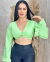 Ref 0143 - Cropped em Crepe Feminino - Decotado - Manga Longa Flare - comprar online