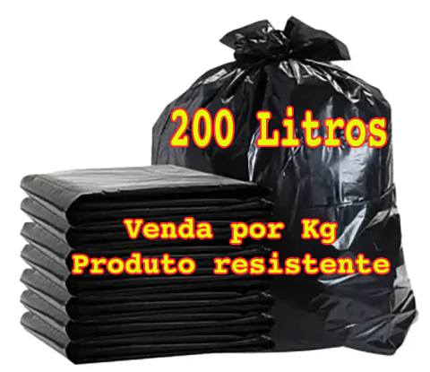 Saco de Lixo Reforçado 200 Litros Preto - 01 Kg