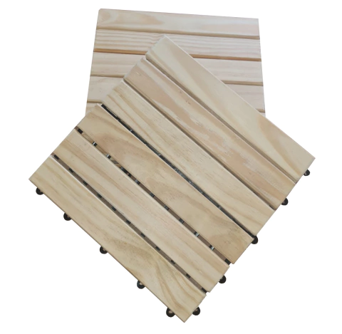 Deck de Madeira 06 Ripas com Base Plástica (Madeira de Pinus)