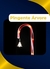 Bengala de Natal com pingente em forma de árvore decorativa, iluminada em um fundo escuro.