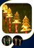 Espeto de LED em forma de árvore de Natal iluminado, decorando um jardim com luzes quentes.