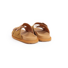 SANDALIA SLIDE HEBILLA CAMEL - tienda online