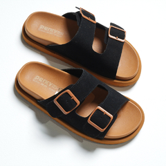 SANDALIA SLIDE HEBILLA NEGRO - Alasia Store