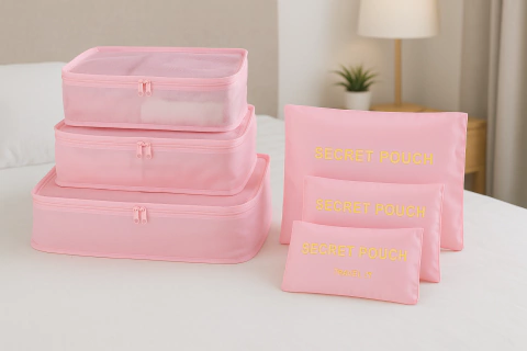 Set de Viaje 6 Piezas Rosa Chicle Claro - comprar online