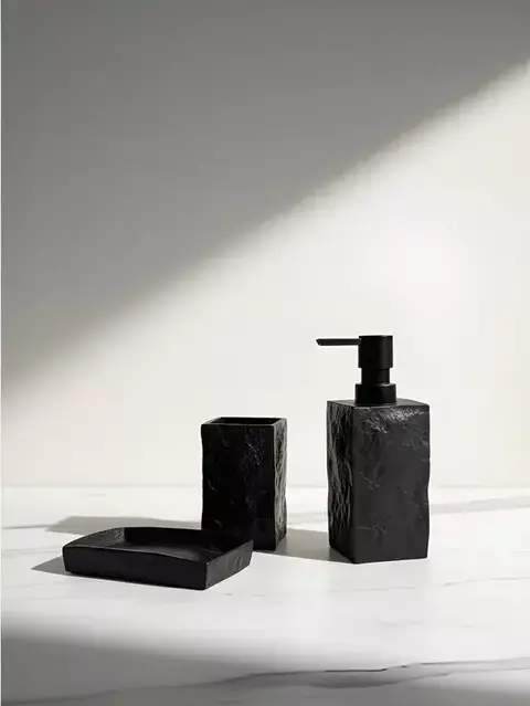 Set de Baño 3 Piezas Piedra Negra Resina - comprar online