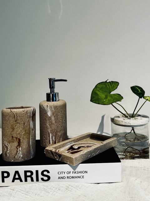 Set de Baño 3 Piezas Marmol Biege - comprar online