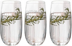 Set x6 vasos de vidrio rayado transparente 510ml 6,5x15cm (PRODUCTO MUY FRAGIL, SE ENVIA BAJO RESPONSABILIDAD DE EL CLIENTE)