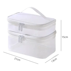 Neceser Transparente Dos Pisos (Blanco) - comprar online