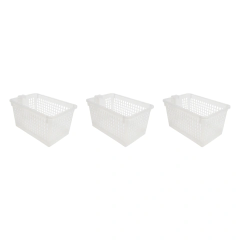 Kit Com 3 Cestos Telado Com Alça 3,7 Litros Transparente Para Organização Quarto Lavanderia Cozinha e Banheiro Arthi