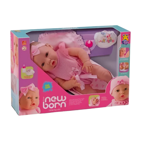 Boneca Diver New Born Little Faz Xixi Body Curto Divertoys