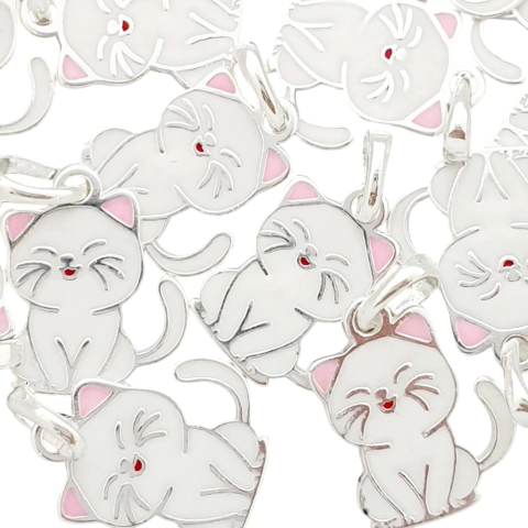 DIJE GATITO CON RESINA 13 MM