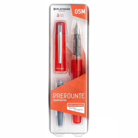 Caneta Tinteiro Platinum Prefounte M (05) Vermillion Orange