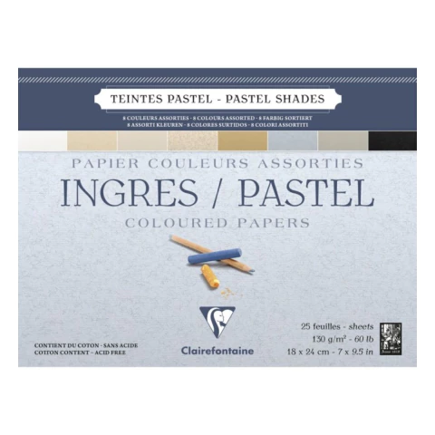 Bloco Pastel Ingres 130gr 18x24cm Clairefontaine 8 Cores Neutras 25 Folhas
