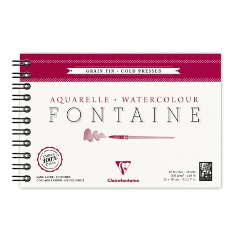 Bloco Aquarela Fontaine 12x18cm 300g Grain Fin Clairefontaine 12 Fls