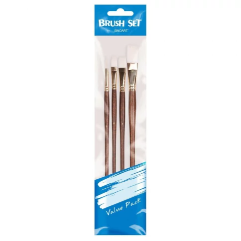 Conjunto de Pinceis Misto Longo Sinteticos Sinoart c/ 4 unidades